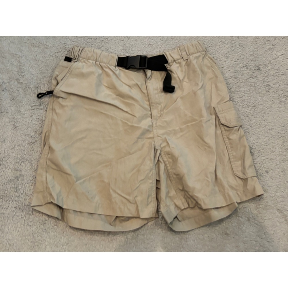 EMS Mens Small Tan Nylon Hiking Cargo Shorts Integrated Belt Khaki Gorpcore